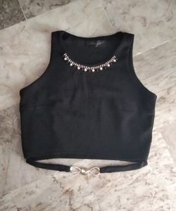 New Fancy Party Wear Black Crop Top