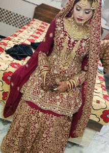 Stunning Maroon & Gold Bridal Lehenga