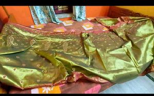 Olive Green Embroidery Work Saree