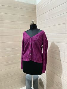 DKNY IMPORTED  Purple Knit Cardigan