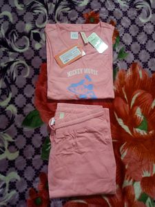 S -Size -Sleev Top Pant -Set For Girls