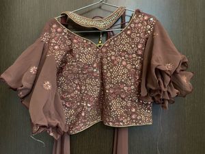Embroidered Crop Top And Palazzo Set With Dupatta