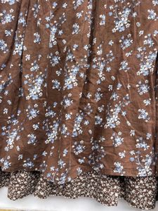 Floral Brown Midi Skirt
