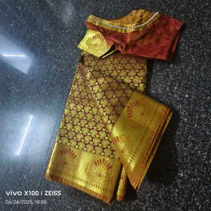 Elegant Maroon & Gold Saree