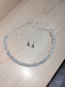 Sparkling Rhinestone Necklace & Earring Set