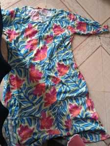 Floral Print Green Kurta