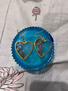 Resin Heart Floral Earrings