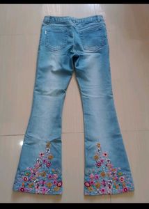 Beaded Jeans With Embroidery Work