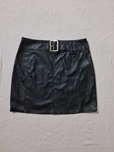 Black Belted Mini Skirt