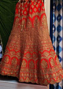 Red &amp; Gold Embroidered Saree