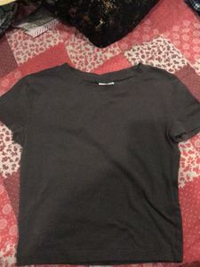 Grey Fitted Crop Top