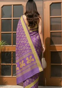 💜✨Elegant Purple Printed Saree🌟