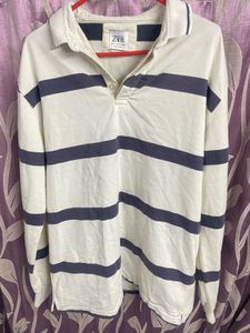 ZARA Striped Polo Sweatshirt