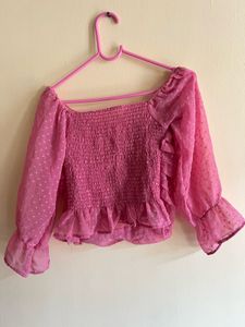 Pink Sheer Sleeve Top