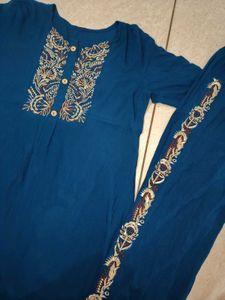 Teal Embroidered 3 Piece Suit