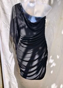 9149. Chic One-Shoulder Black Dress