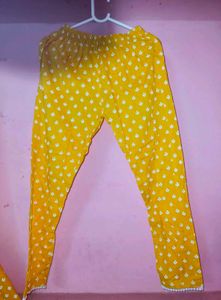 Yellow Printed Kurta Pant Dupatta Set