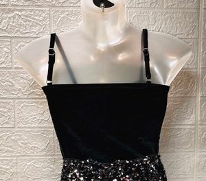 Black Velvet Spaghetti Crop Top