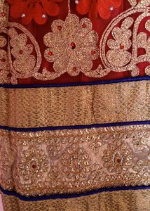 Red &amp; Gold Embroidered Indian Lehenga Skirt