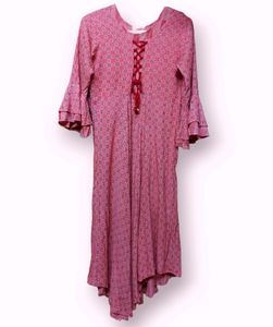 Pink Color Long Kurta With Ghera