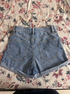 High-Waisted Rolled Hem Denim Shorts
