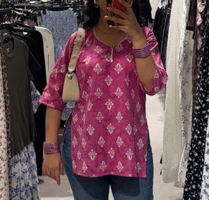 Pink Printed Kurta