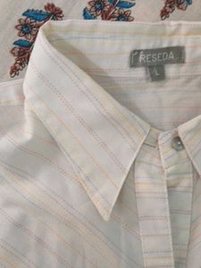 Cream colour Shirt With Multicolour Lines