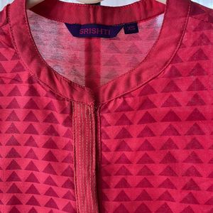 Red Sleeveless A-line Kurti
