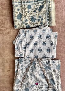 Floral Print Dress with Mulmul Dupatta
