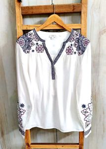 Embroidered White Top size-42