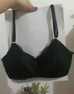 Padded Black Lace Butterfly Bralette