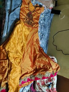 Ornate Gold Anarkali Dress