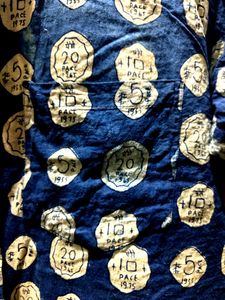 Vintage Coins Print Blue Cotton Half Sleeve Shirt