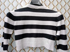 New With Tag Korean Stripped Bodyfit Wool Top