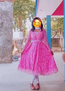 Pink Floral Anarkali Dress