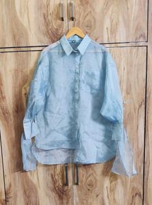 Grey Tissue Designer Shirt Size-48