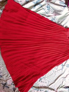 Red Pleated Skirt