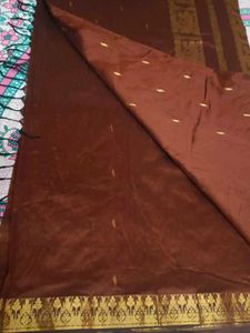 Elegant Brown And Golden Saree
