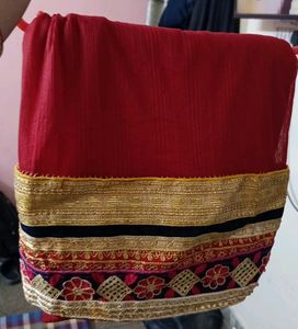 Beautiful Red Saree With Gota Patti