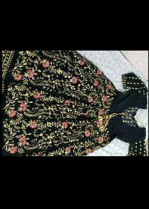 Elegant Black &amp; Pink Ethnic Gown