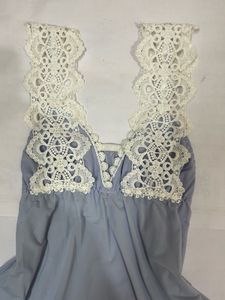Vintage Light Blue Top With Lace Detailing