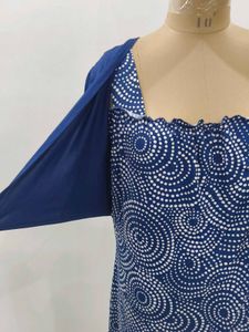 Navy Print Fit &amp; Flare Dress