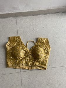 Golden Embellished Saree Blouse