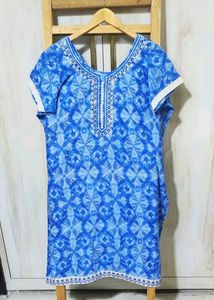 Blue Printed Cotton Kurta size-46-48