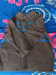 Brown Striped Knit Pullover