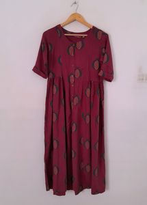 Burgundy Printed Kurta