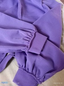 Lilac Cropped Balloon Sleeve Top