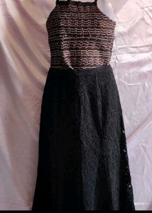 Elegant Lace Black Skirt With A Crop Top