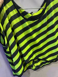 Striped Black and Neon Yellow Top