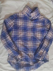 Blue & Tan Plaid Button Down Shirt